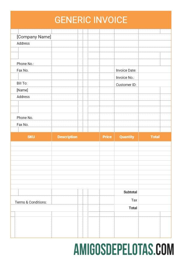 em branco Modelo de fatura genérica editável